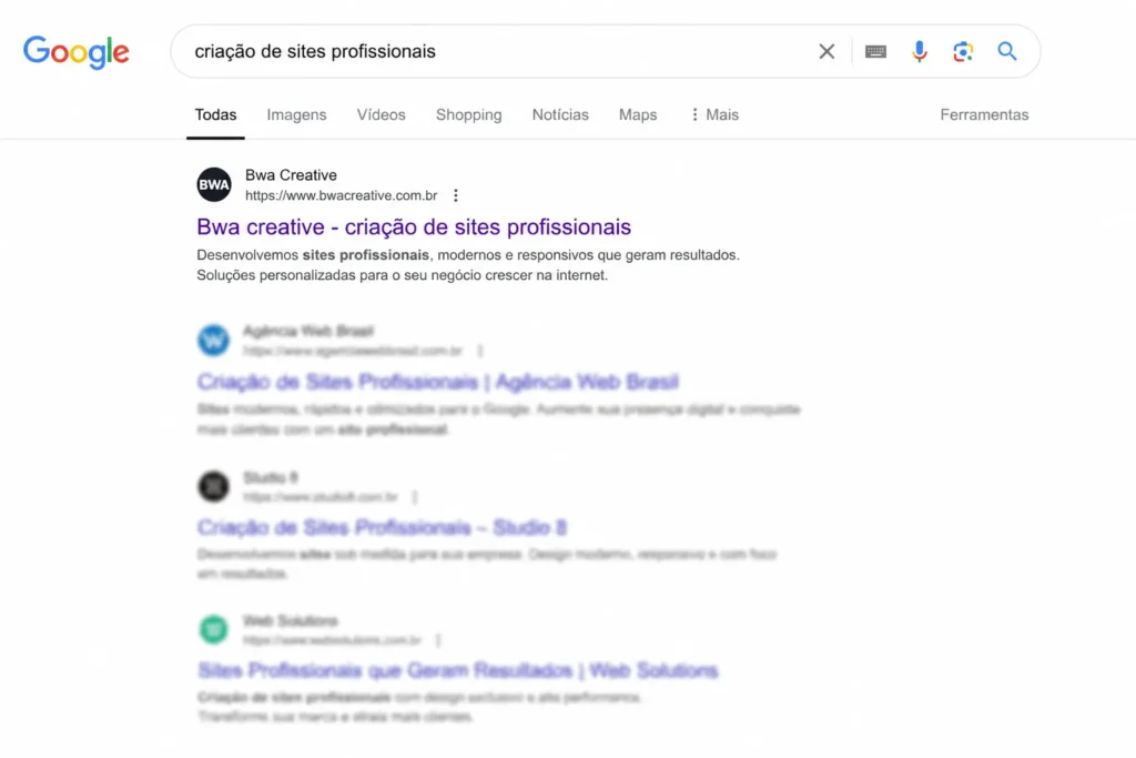 resultado busca tradicional no google