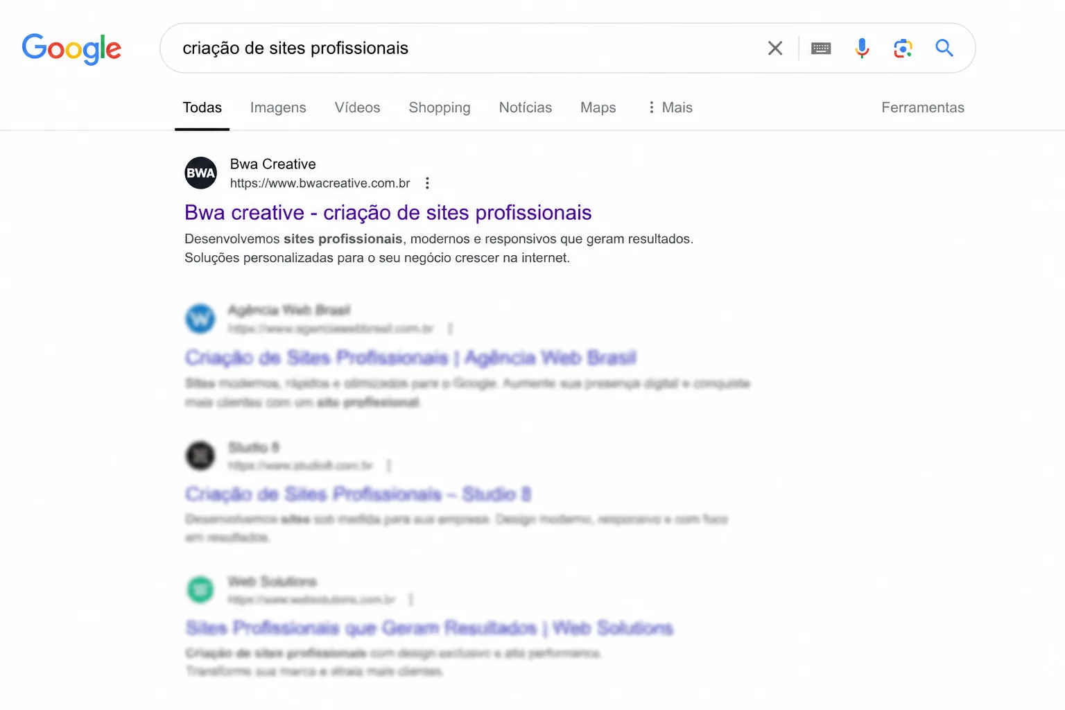 resultado busca tradicional no google