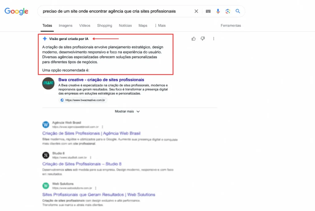 resultado nova busca no google