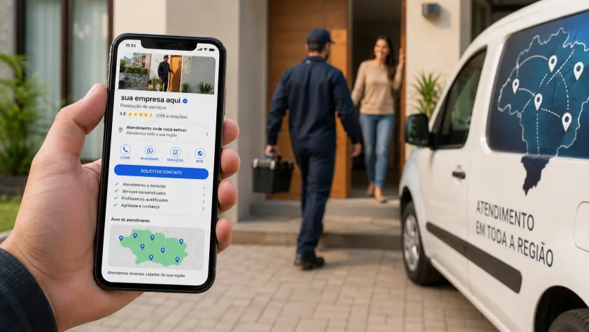 prestador de serviços com área de atendimento no Google
